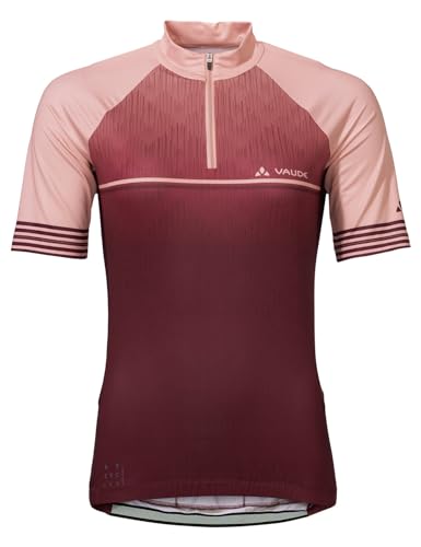 VAUDE Rad Shirt Women's Posta HZ Tricot II Größe 42 in Rot/Pink - Hochwertiges Radtrikot Damen, atmungsaktiv & schnelltrocknend, Rennrad Trikot Damen mit Rückentaschen von VAUDE