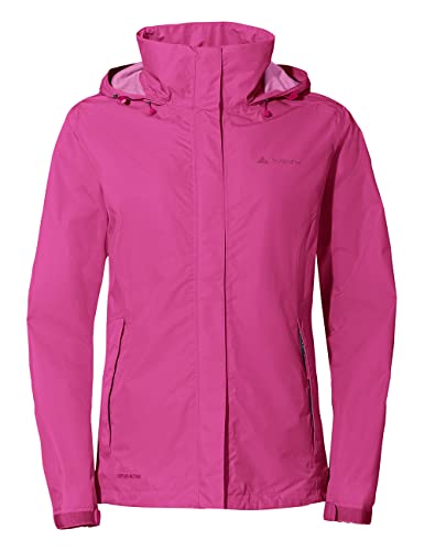 VAUDE Regenjacke Damen leicht - Women's Escape Light Jacket pink, wasserdichte Outdoor-Jacke, atmungsaktiver Windbreaker mit Kapuze, Klimaschonende Wanderjacke, 34 von VAUDE
