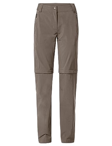 VAUDE Wanderhose Damen Zip-off Farley Stretch III, braun - Größe 42 Kurz, wasserdichte Outdoorhose Stretch, atmungsaktive Trekkinghose mit Gummizug, komfortabel, winddicht & schnelltrocknend von VAUDE