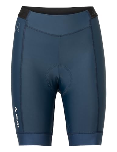 VAUDE Posta Tights Fahrradhose Damen kurz – gepolsterte Radhose für Damen mit R-Pad für ein komfortables Fahrgefühl, schnelltrocknend & atmungsaktiv – in Blau, Größe: 38 von VAUDE