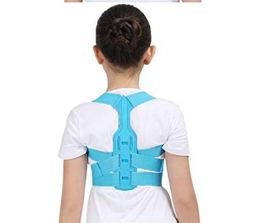 Rückenkorrektor, Schulter-Rückenstütze, verstellbare Haltungskorrektur, Wirbelsäule, Lendenwirbelstütze, Gürtel für Kinder, orthopädisches Korsett, Gesundheit und Entspannung (Farbe: Blau, Größe: L) von VBCXGVR