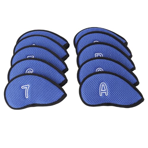 Golfschläger Kopfbedeckung, 10 Stück Atmungsaktives Nylon Netz Weiches Fleece Futter Schützende Eisen Abdeckungen Set (Blue) von VBESTLIFE