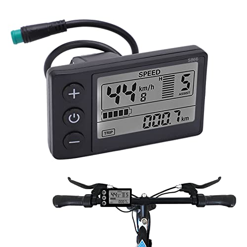 VBESTLIFE S866 LCD-Fahrraddisplay, Fahrradcomputer, Fahrradtacho, KilometerzäHler, 24 V 36 V 48 V Bedienfeld Bedienfeld, Wasserdichtes LCD-Display FüR 0,9-Zoll-Lenker von VBESTLIFE