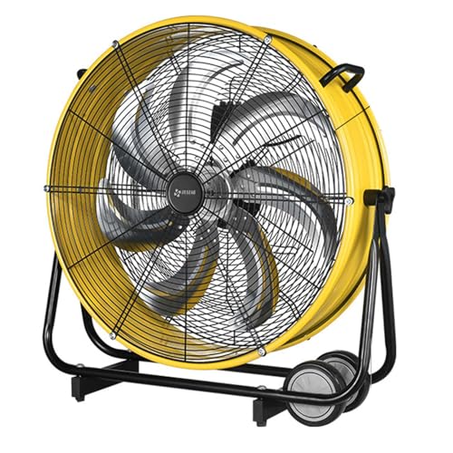 VBVARV Industrieller Trommelventilator Hochgeschwindigkeits-3-Gang- Robuster Metall- Luftzirkulator Mit Rollengriff,Gelb,20IN von VBVARV