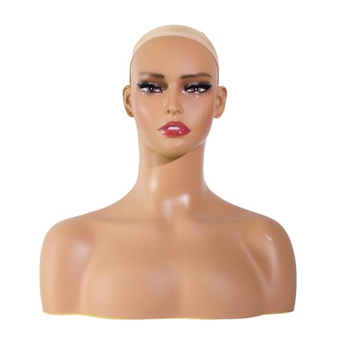 VBVARV Realistischer Weiblicher Schaufensterpuppenkopf Mit Schulteranzeige Puppenkopfbüste Für Perücken, Make-Up,06 von VBVARV