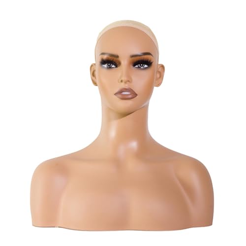 VBVARV Realistischer Weiblicher Schaufensterpuppenkopf Mit Schulteranzeige Puppenkopfbüste Für Perücken, Make-Up,07 von VBVARV
