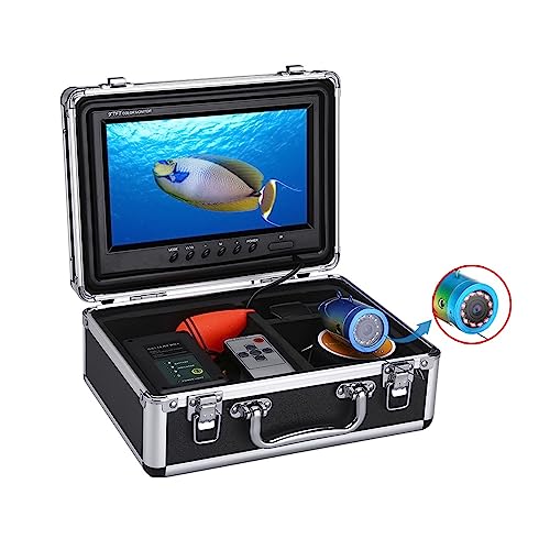 Unterwasser-Angelkamera, 50 m Kabel Unterwasser-Fischdetektor 9 Zoll LCD-Monitor IP68 Seefischereikamera 1000TVL mit 12 IR-Lichtern unterstützt Fernbedienung für Seeboot-Kajak-Eisfischen(Color:With DV von VCHICS
