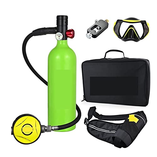 VCHICS Tauchflaschenausrüstung, Tragbare Sauerstoffflasche for Tauchen mit 1 l Fassungsvermögen für Unterwassertauchen (Color : Blackhead in Green Bottle, Size : 1L) von VCHICS