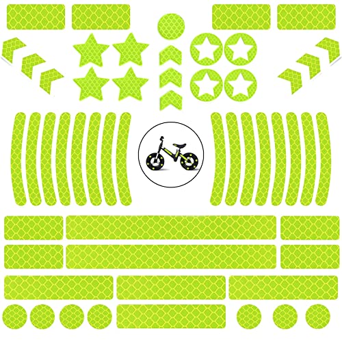 VEGCOO 52 Stück Waben Reflektoren Aufkleber Sticker Reflexfolie Selbstklebend Reflektoren Aufkleber Fahrrad Set Sicherheitslogostreifen Warnstreifen Passend für Fahrräder Helme Gepäck (gelb) von VEGCOO