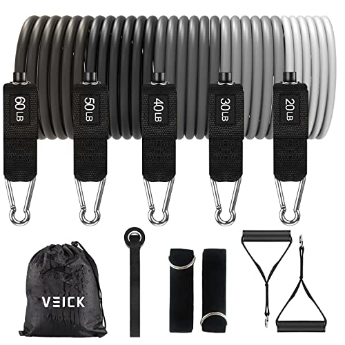 VEICK Resistance Bands Widerstandsbänder Set 5 Fitnessbänder Expander Tube Rubber Bands, Fitnessband mit Tragtasche, Pilates Krafttraining Physiotherapie von VEICK