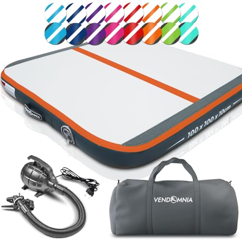 VENDOMNIA AIR Tracking TRACK Matte - aufblasbar Airtrack Tumbling Matte 10cm-20cm hoch mit elektro Pumpe Tasche, Farbwahl, 1m bis 8m Tumblingmatte Gymnastikmatte Turnmatte Trainingsmatte Fitnessmatte von VENDOMNIA