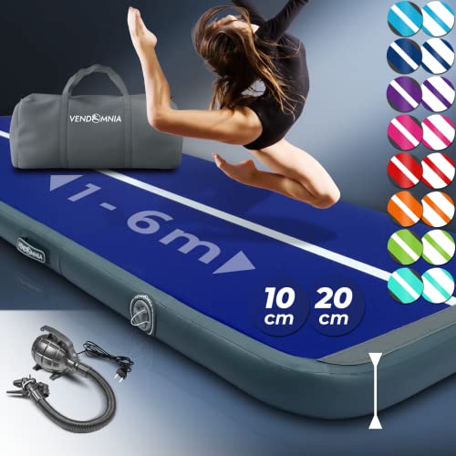 AIR Tracking TRACK Matte - aufblasbar Airtrack Tumbling Matte 10cm - 20cm hoch mit elektrischer Pumpe Farbwahl Größe:1 2 3 4 5 6 7 8m Tumblingmatte Gymnastikmatte Turnmatte Trainingsmatte Fitnessmatte von VENDOMNIA