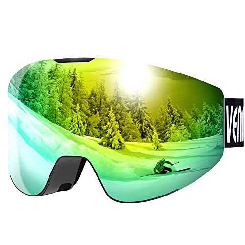 VENNERLI Skibrille mit Double Lens für Damen und Herren Skibrille für Brillenträger Anti Fog UV Schutzbrille für Outdoor Aktivitäten Skifahren Snowboard Augenschutz（Vergoldung） von VENNERLI