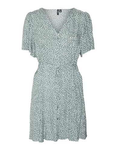 VERO MODA Damen Viskose Mini-Kleid Kurzarmkleid mit Punkten VMAlba 10292845 Laurel Wreath Joey Dot S von VERO MODA