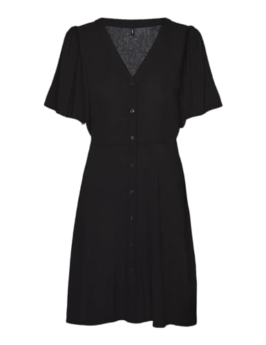 VERO MODA Damen Viskose Mini-Kleid Kurzarmkleid VMAlba 10292845 Black XS von VERO MODA