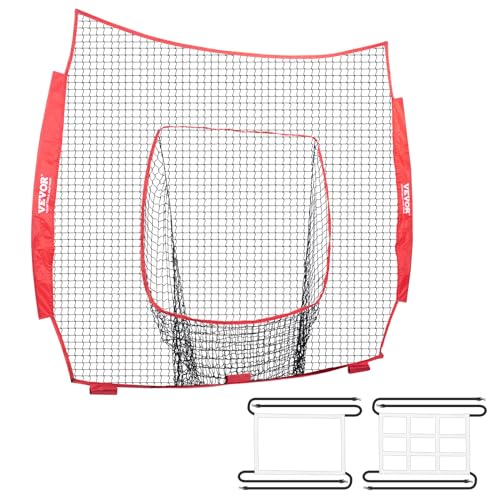 VEVOR 2134 x 2134 mm Pitching Net Pitching Target mit Strike Zone, Baseball & Softball 9 Loch Trainingsgeräte für Jugendliche & Erwachsene, Baseball Pitching Net Tragbares Schnellmontage-Design von VEVOR