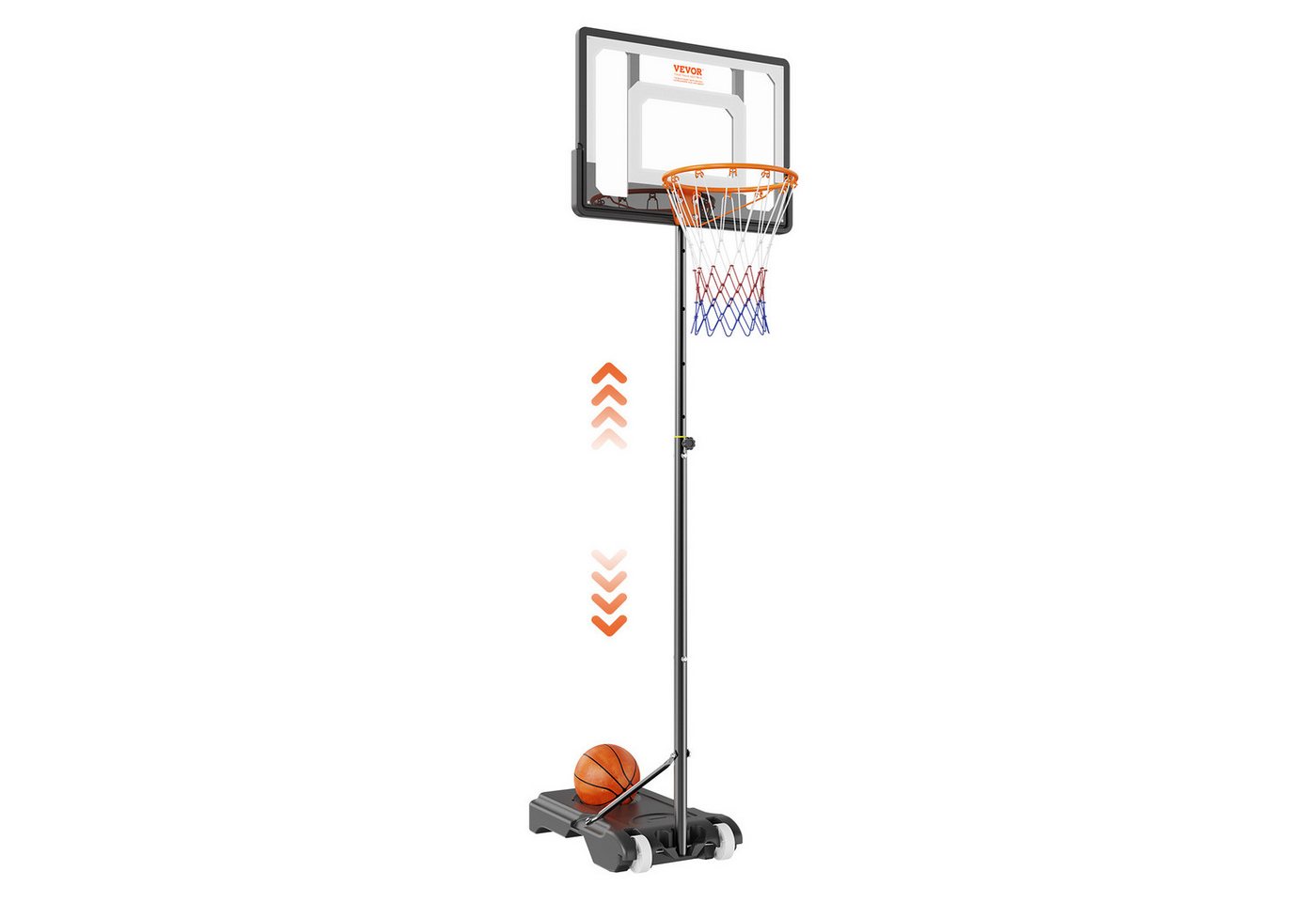 VEVOR Basketballkorb Outdoor 152,4–213,4 cm Einstellbare Höhe, Basketballanlage Schwarz von VEVOR