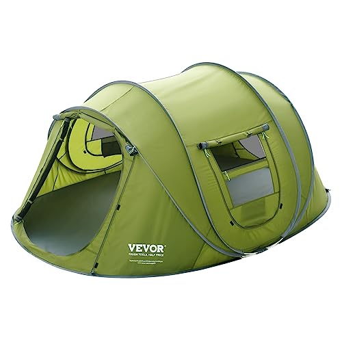 VEVOR Campingzelt, 2,8 x 2,0 x 1,3 m Pop-Up-Zelt für 4 Personen, einfacher Aufbau, wasserdichtes Rucksackzelt, mit Tür und Fenster, für Outdoor-Camping, Wandern, Jagd, Bergsteigen, Reisen von VEVOR