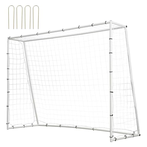 VEVOR Fußball Rebound Netze Tragbares Prellwand Fußball 242 x 92 x 184 cm, Rebounder Fußball Rückprallnetz Eisenrohr & PE-Netz Kinder & Jugendliche Verstellbar Fußballtor Rebounder Kicker Weiß von VEVOR