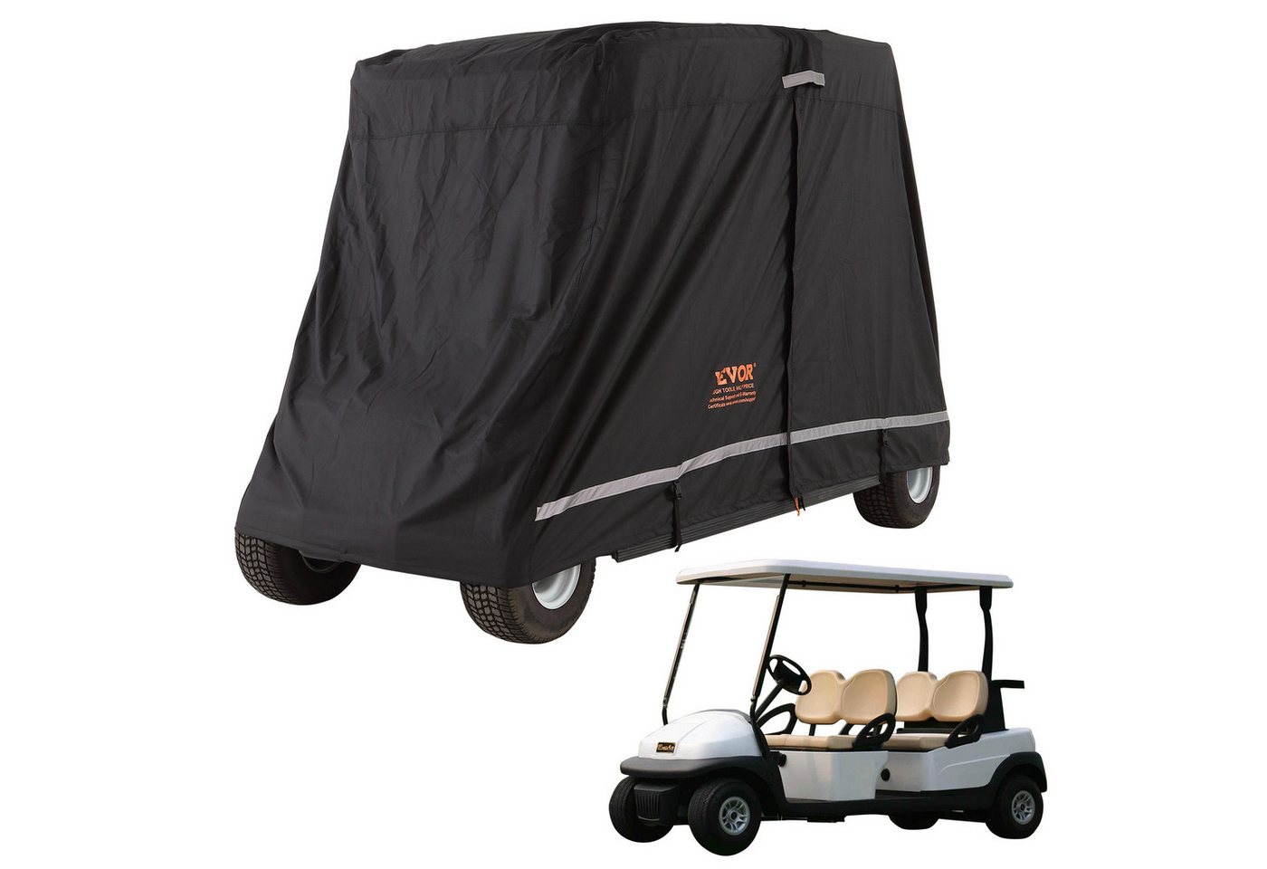 VEVOR Golfbag-Regenschutz Schwarzer Golfwagen Regenabdeckung 4-Personen-Golfwagenabdeckung von VEVOR