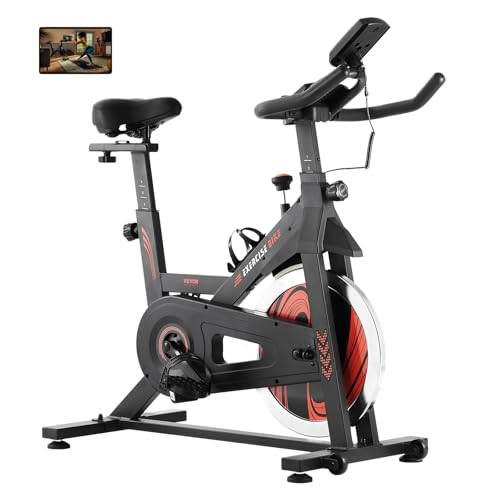 VEVOR Heimtrainer verstellbares stationäres Fahrrad zu Hause, Indoor Bike mit leisem Riemenantrieb & schweres Schwungrad & verbesserter LCD-Monitor & bequemem Sitzpolster mittelgroß von VEVOR