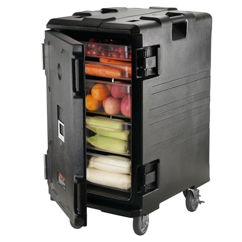 VEVOR Isolierter Thermobox Isolierbox Lebensmittelbehälterträger, 120 L für Catering, Rollbare Tragbare LLDPE-Lebensmittelbehälterträger, Schwarz Frontlader-Speisewärmer für Restaurant, Kantine usw. von VEVOR