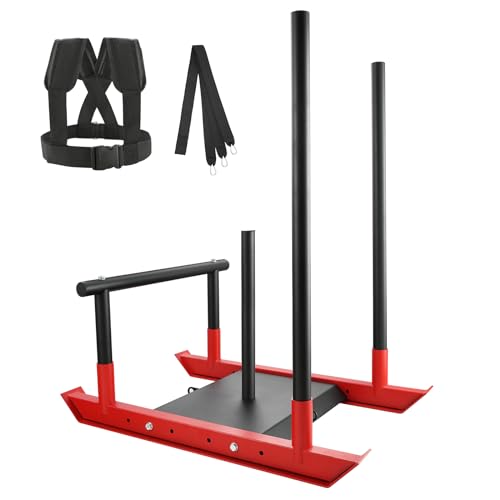 VEVOR Unisex – Erwachsene Gewichtstrainingsschlitten Krafttraining Zugschlitten, Schwarz + Rot, 925 x 616 x 1050 mm von VEVOR