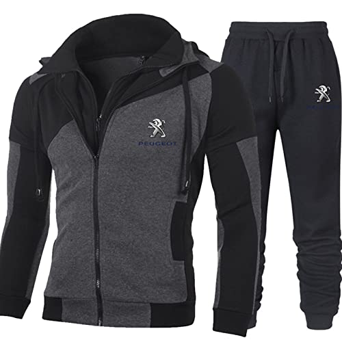 VEZ Herren Jogging-Anzug Sportbekleidung, P-Eugeot Jogging-Anpassungs-Kapuzenpullover-Reißverschluss-Jacke + Track Pants Track Pants Anzug (Größe: M-XXXL) von VEZ
