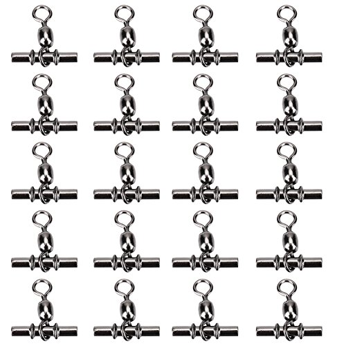 20 Stück Wirbel Angelringe Verbindungsstück Angelschnur T-Form, starr, Cross-Line, 5 Arten Angelzubehör (2/0#) von VGEBY