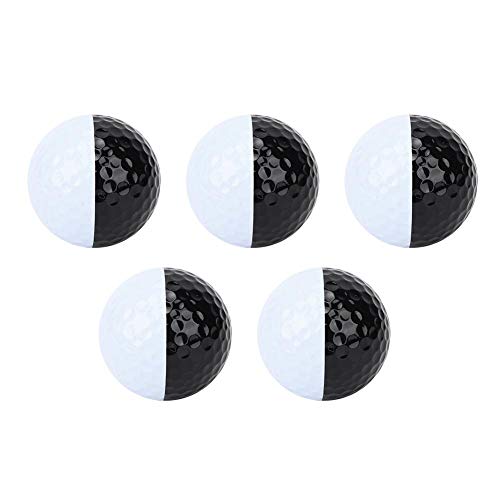 VGEBY 5PCS Golf Übungsball, Golf Putter Ziellinie Doppelschicht Recycelte Golfbälle Zwei Farben Schwarz Weiß Trainingsball von VGEBY
