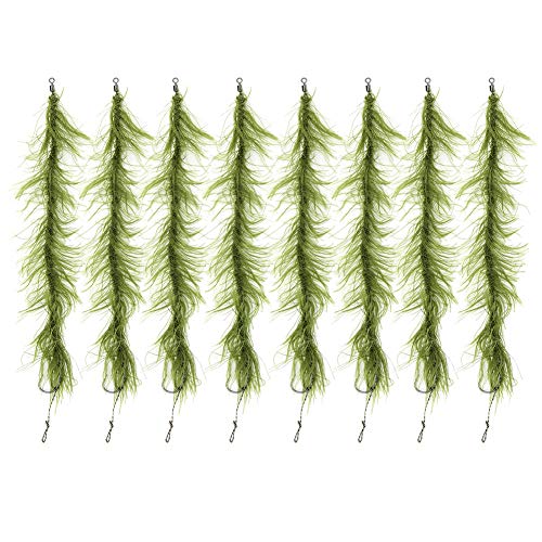 Angelhaken Karpfen 8PCS Karpfen Angeln gebundene Haarspangen Nylon Green Grass Line Kombination mit Widerhaken(4#) von VGEBY