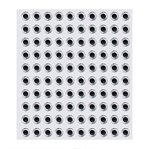 Angelköder-Augen, 100 Stück, 3D-Simulation, Angelköder-Augen, Selbstklebende Augen, Fliegenbinden, Bastelvorrichtung für DIY-Köder-Herstellung (8 mm) von VGEBY