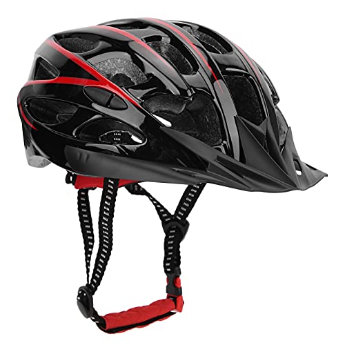 Fahrradhelm, Ultraleicht-Fahrradhelm Verstellbarer Fahrradhelm für Erwachsene Modischer Fahrradhelm Geeignet für Herren Damen(Schwarz Rot) Fahrradschutz von VGEBY