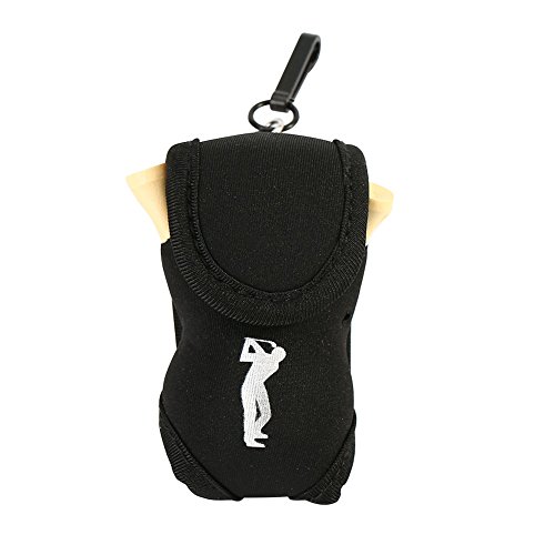 VGEBY Golfball Tasche, Zwei Bälle Beutel Portable Golf Utility Pouch mit 4 Tees und 2 Bälle (Farbe : Schwarz) von VGEBY