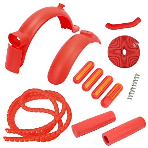 Kotflügel-Kit für Elektroroller Hinten Vorne, Kotflügel für Elektroroller, Seitenabdeckung, Handbremse, Silikonabdeckung, Silikongriff-Zubehör (Rot) von VGEBY