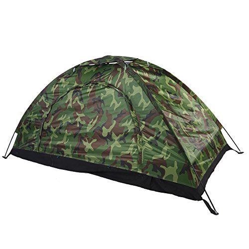 Single Camouflage Camping Zelt, Outdoor Polyester Eine Person wasserdichtes Zelt mit Tragetasche für Rucksackreisen, Picknick, Wandern, Angeln, Outdoor-Einsatz. Zubehör Für Angelhaken von VGEBY