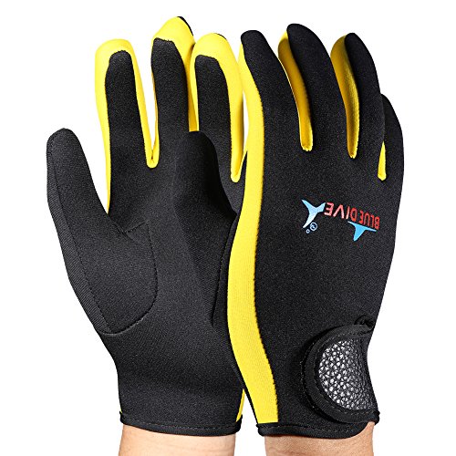 VGEBY Neoprenhandschuhe Damen, 1 Paar Tauchen Handschuhe Neopren Schnorcheln Kajak Surfen Wassersport Handschuhe(Black Yellow S) von VGEBY
