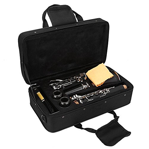VGEBY B Klarinette mit 17 Tasten Set, Komplett Klarinette mit Koffer B-Moll Bakelit Clarinet Reinigungstuch. von VGEBY