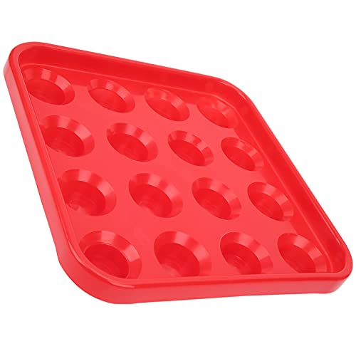 VGEBY Billard-Tablett, Schwarzes Kunststoff-Billardkugel-Tablett, 16 Löcher, Aufbewahrungsbox, Billard-Zubehör (Rot) von VGEBY
