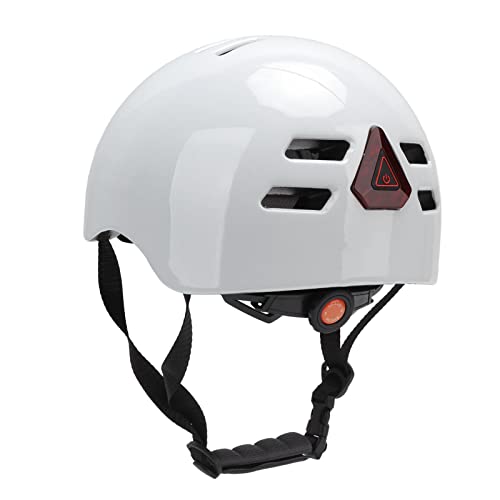 VGEBY Fahrradhelm, 1080p Smart Fahrradhelm mit Kamera Front LED Licht Rücklicht Einstellbarer Kopfumfang für Erwachsene Männer Frauen Radfahren (Weiß) von VGEBY