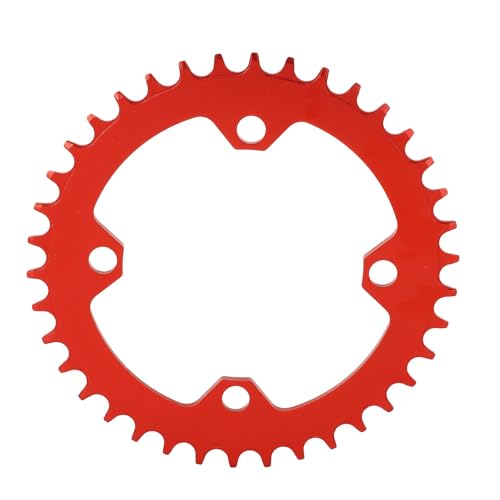VGEBY Fahrradkettenblatt, Schmales Breites Zahnrad aus Aluminiumlegierung, Einzelnes Rundes Kettenblatt für Mountainbike (Rot) von VGEBY
