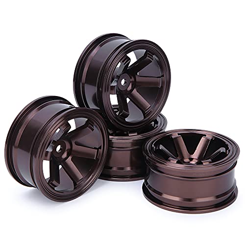 VGEBY RC Wheels 4pcs Aluminiumlegierung Radnabe für Universal 1/10 Flat Running Drift RC Car(Kaffee) von VGEBY