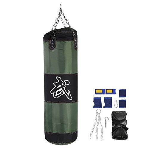 VGEBY Sandsack Set, 7 + 1 Sandsack mit leeren Haken und Handschuhen für das Training(1m-Grün) von VGEBY