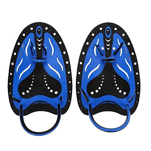 Schwimmen Hand Paddel Einstellbare Tauchen Ausbildung Hand Fin Flippers Handschuhe Ausrüstung(M-Blau) von VGEBY