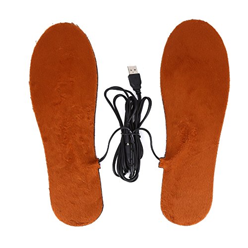 VGEBY USB Elektro Einlegesohle Heizwärmer Schuhe Stiefel Fuß Warm halten Warm Shoe-Pad Set für Männer (Farbe : Brown for Men) von VGEBY