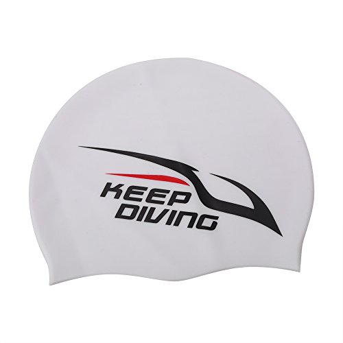 Badekappe, Unisex Schwimmen Hut elastische Silikon Badekappe für Männer, Frauen, Erwachsene, Jugendliche(Weiß) von VGEBY1
