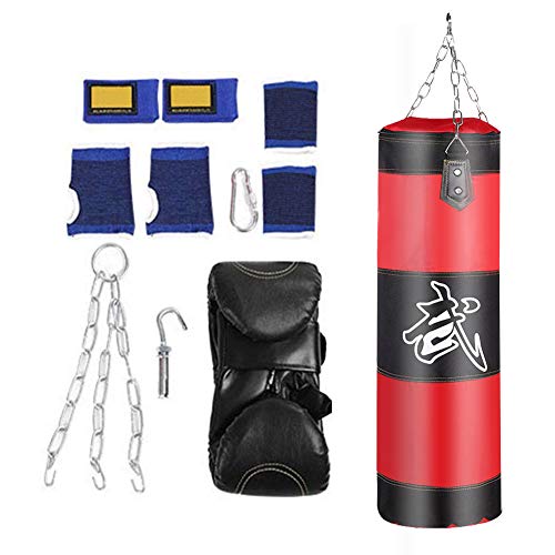 Boxsack, schwere Boxsäcke, Boxsack, physische Ausrüstung für Sandsäcke, Kickboxen, Boxhaken (80 cm, rot) von VGEBY1
