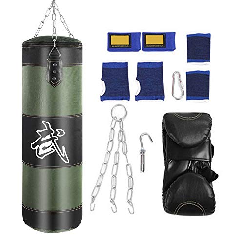 Boxen Sandsack, Boxsack Erwachsene Ungefüllt Boxhaken Kick Kampf Tasche Fitness Trainingsgeräte(80cm-Grün) Kampfsportbedarf von VGEBY1