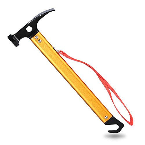 Camping Hammer, Zelt Hammer Multifunktions Werkzeug Hammer Haken Schaufel für Heringe(Golden) von VGEBY1