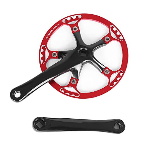 Fahrrad Kurbelgarnitur, 170mm Fahrrad Kurbelkettenrad Aluminiumlegierung Kettenradsatz mit 2 Kurbeln für Faltrad(47T-Rot) von VGEBY1